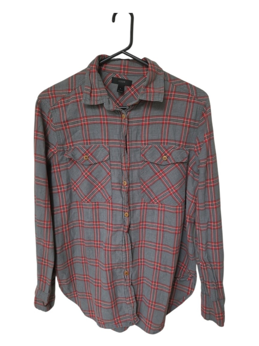 J. Crew Gray Plaid Button-Down Shirt with Red Windowpane